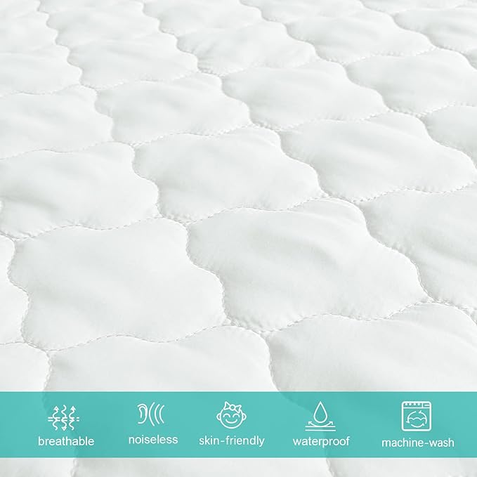 2 Pack Waterproof Pack and Play Mattress Pad Cover, Pack and Play Sheets Quilted- 39" x 27" Fitted for Graco Playard | Mini & Portable Mattresses -Washable Ultra Soft Padding