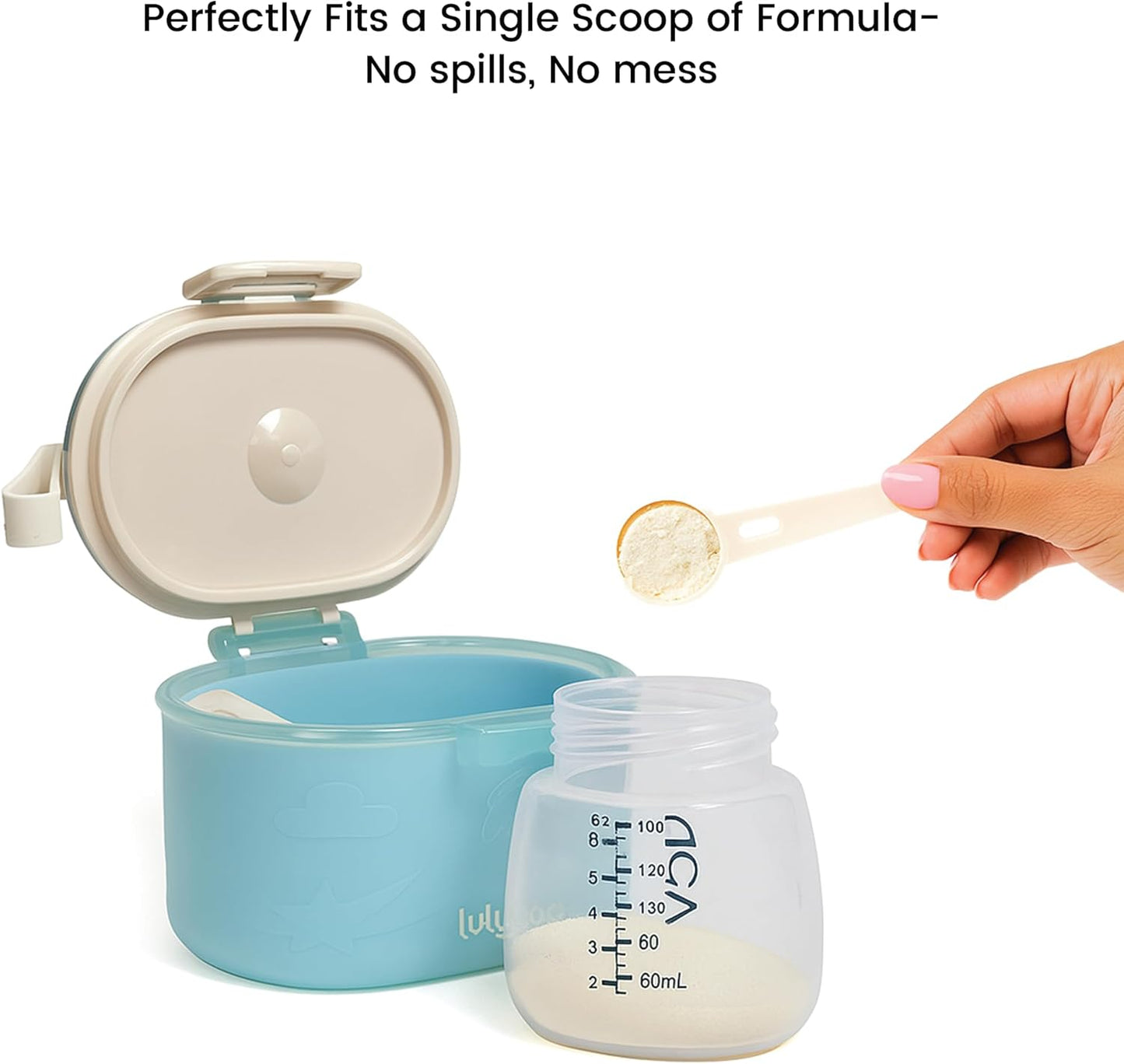 Lulyboo Baby Formula Milk Powder Container - Travel-Friendly, Airtight Storage with Scoop & Spork, Compact BPA-Free, Easy-to-Clean Portable Baby Feeding Accessories (Clay)