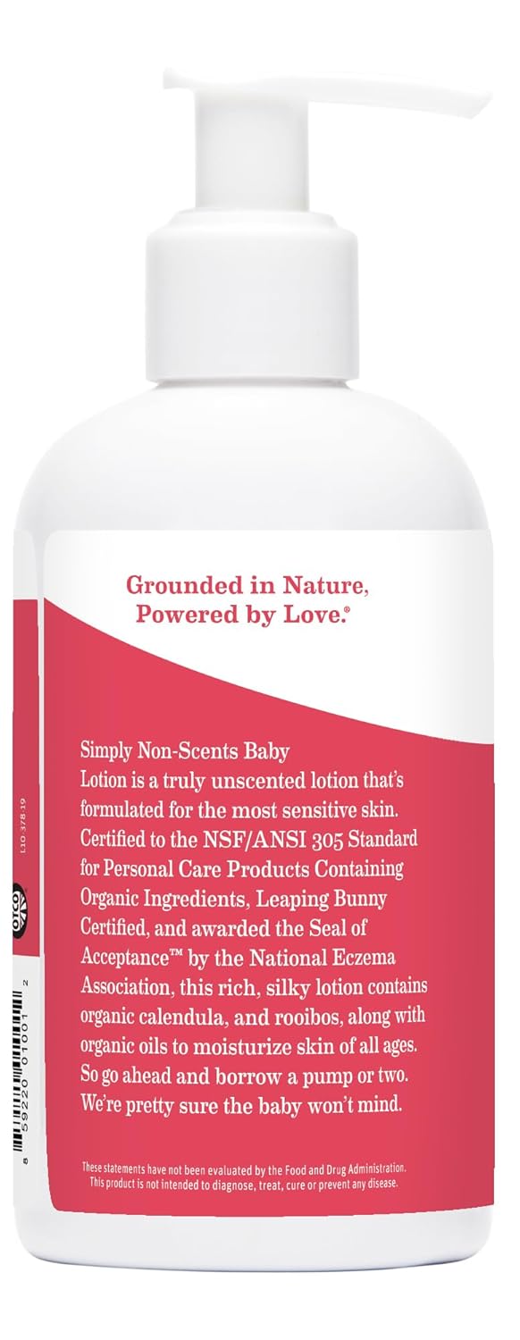 Earth Mama Simply Non-Scents Baby Lotion for Dry Skin - Calendula Cream for Newborn Skin Care - 8 oz - Fragrance Free - Infant Essentials
