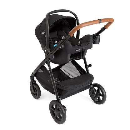 Joie Ginger and Rue Travel System – 4-in-1 Travel System with Lightweight Baby Car Seat and an Included Anti-Rebound Base for Easy Install and Height-Adjustable Stroller (Shale Dark)