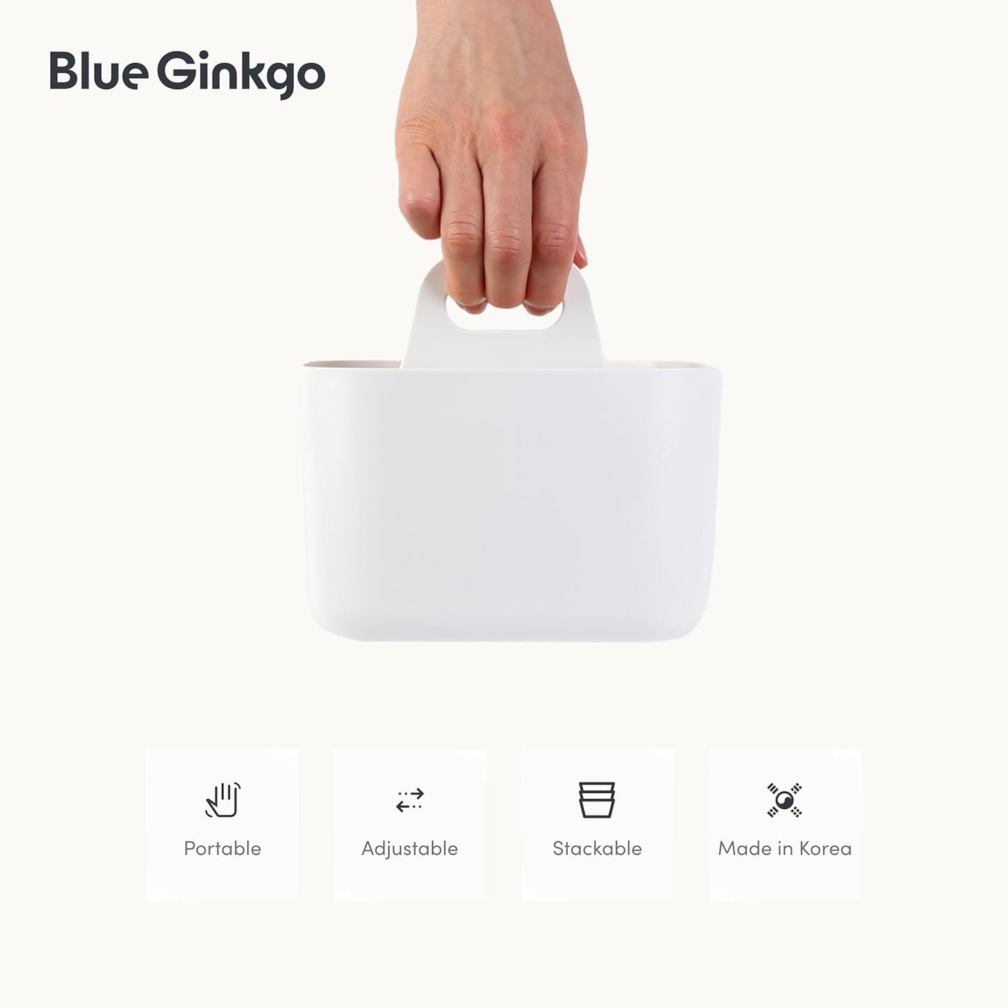 BLUE GINKGO Stackable Organizer Caddy – Korean-Made Portable Tote for Bathroom, Office, Crafts, or School Supplies (Rectangle, Green)
