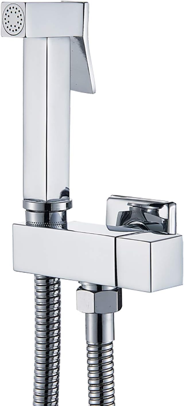 Handheld Bidet Sprayer for Toilet with Single Cold Water, Wall Mounted Bathroom Cloth Diaper Set Brass Kit for Pet Bathing, Personal Hygiene,Brushed Nickel(Chrome)