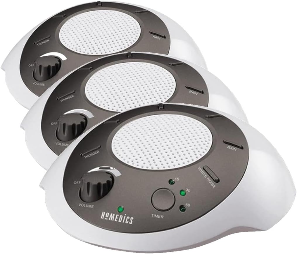 Homedics SoundSleep White Noise Sound Machine, Blue, Small Travel Sound Machine with 6 Relaxing Nature Sounds, Portable Sound Therapy for Home, Office, Nursery, Auto-Off Timer, by Homedics