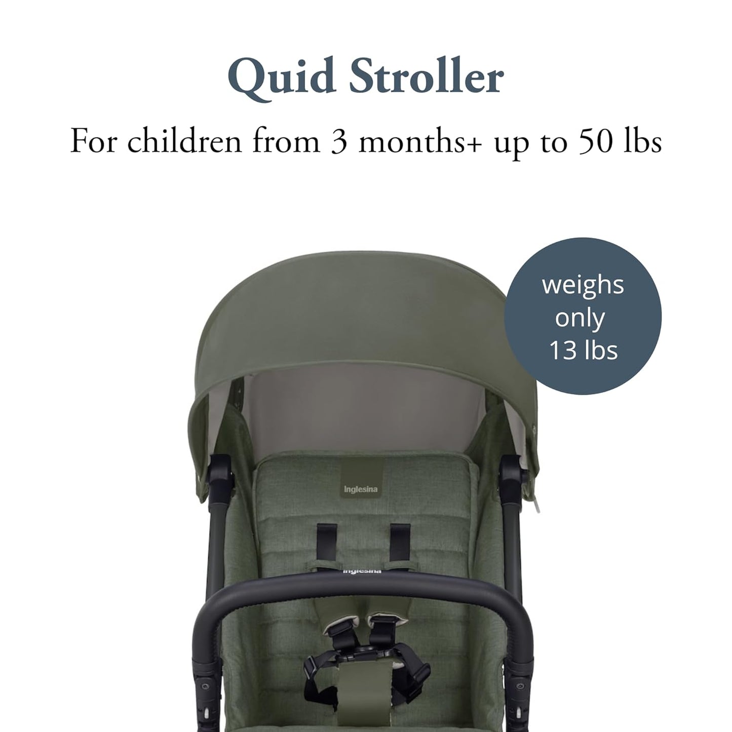 Inglesina Quid 2 Stroller - Midnight Blue - Ultra Compact Lightweight Travel Stroller, Babies and Toddlers, Airplane Overhead, Foldable, Reclining Seat, Collapsible Canopy, 3 Months - 50 lbs, BPA Free