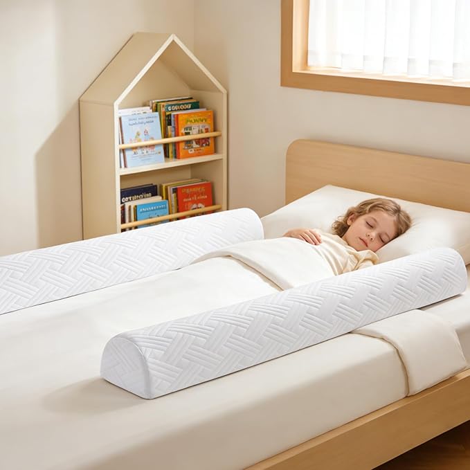 Ceekliybear 2-Pack Premium Foam Bed Bumpers for Toddler, Non-Slip Bed Rails for Toddlers for Twin, Queen, King Beds, Machine Washable Bumpers Cover for Easy Care（Size：52" x 7" x 5"）