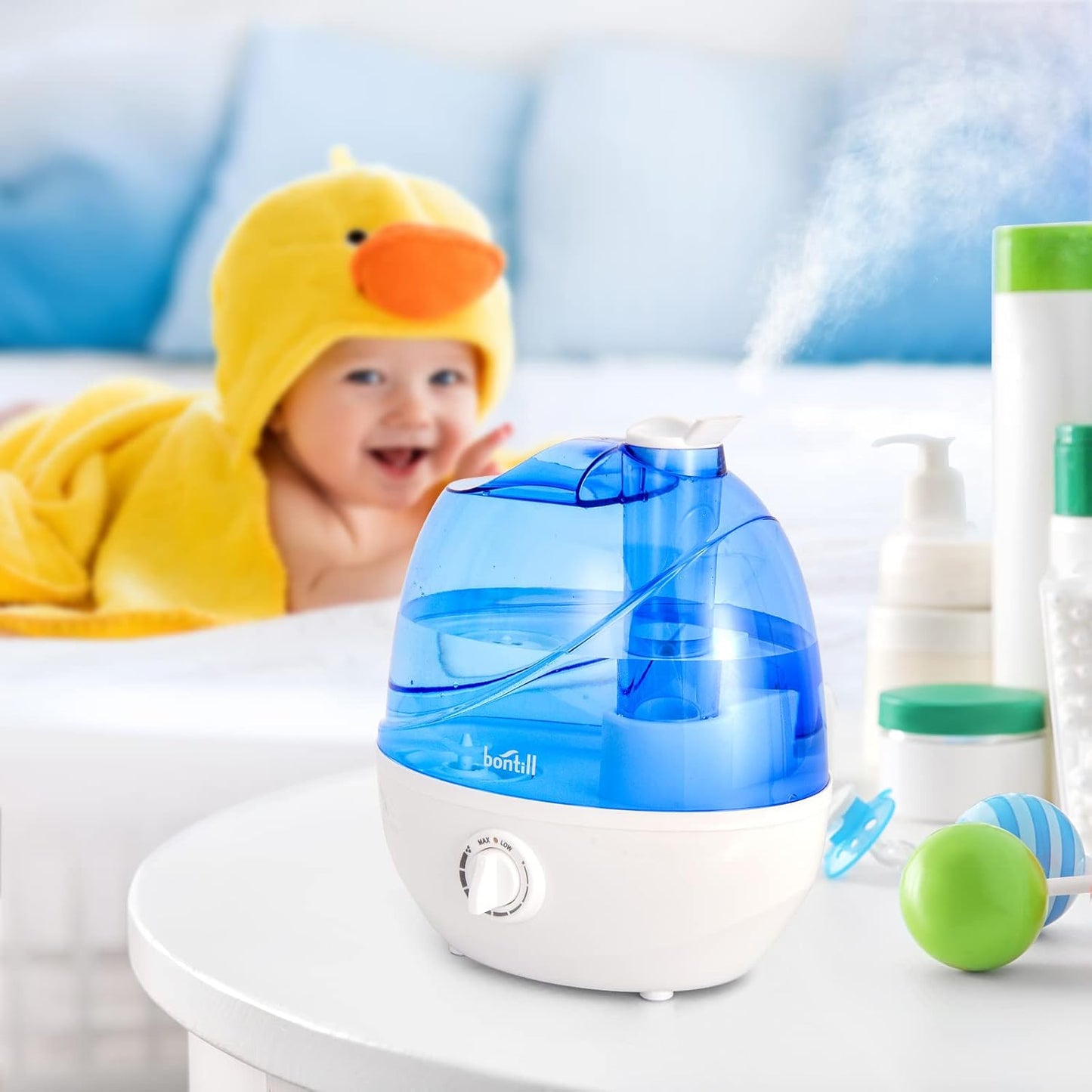 Cool Mist Humidifiers for Bedroom & Large Room (2.5L Water Tank) Quiet Ultrasonic Air Humidifier For Babies Nursery, Office, Indoor Plants & Whole House -Adjustable 360 Rotation Nozzle, Auto-Shut Off