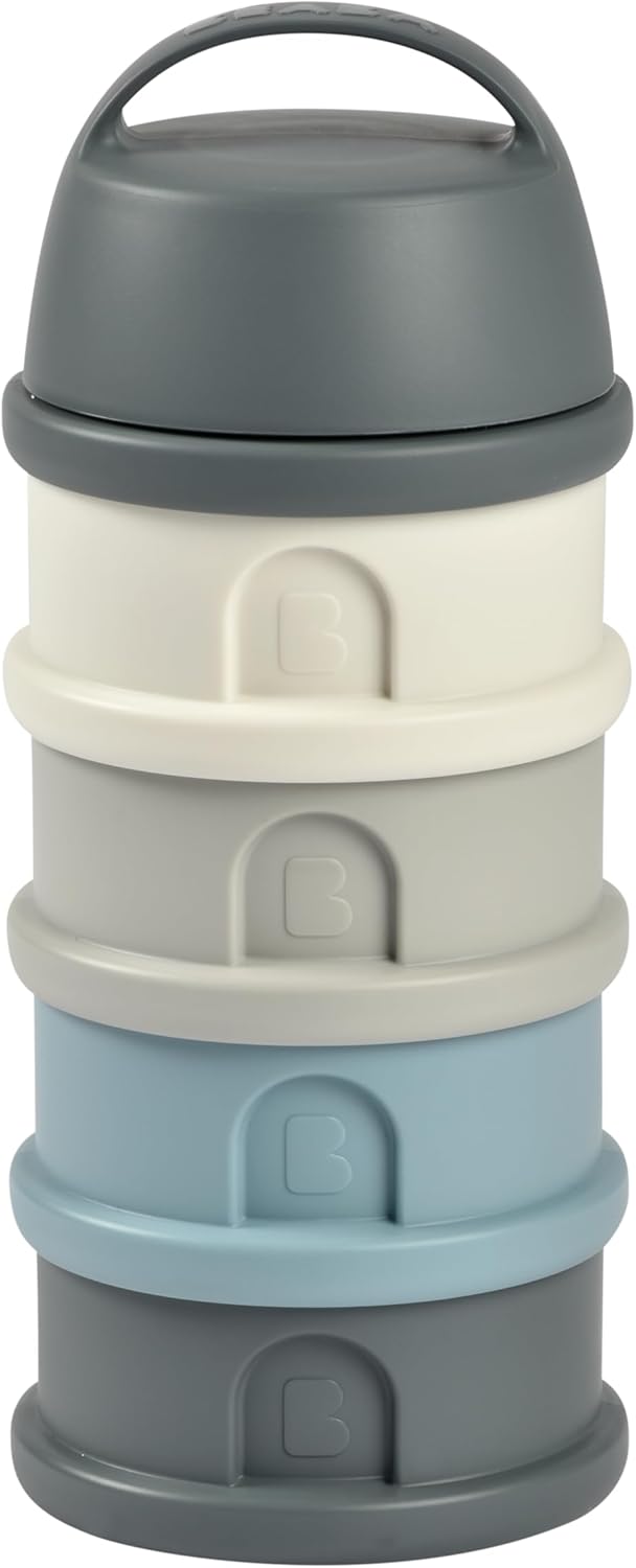 BEABA Formula and Snack Container, Baby Formula Dispenser, Toddler Baby Snack Storage Container, Holds up to 11 Doses of Milk Powder Per Compartment, Made in France, Rose