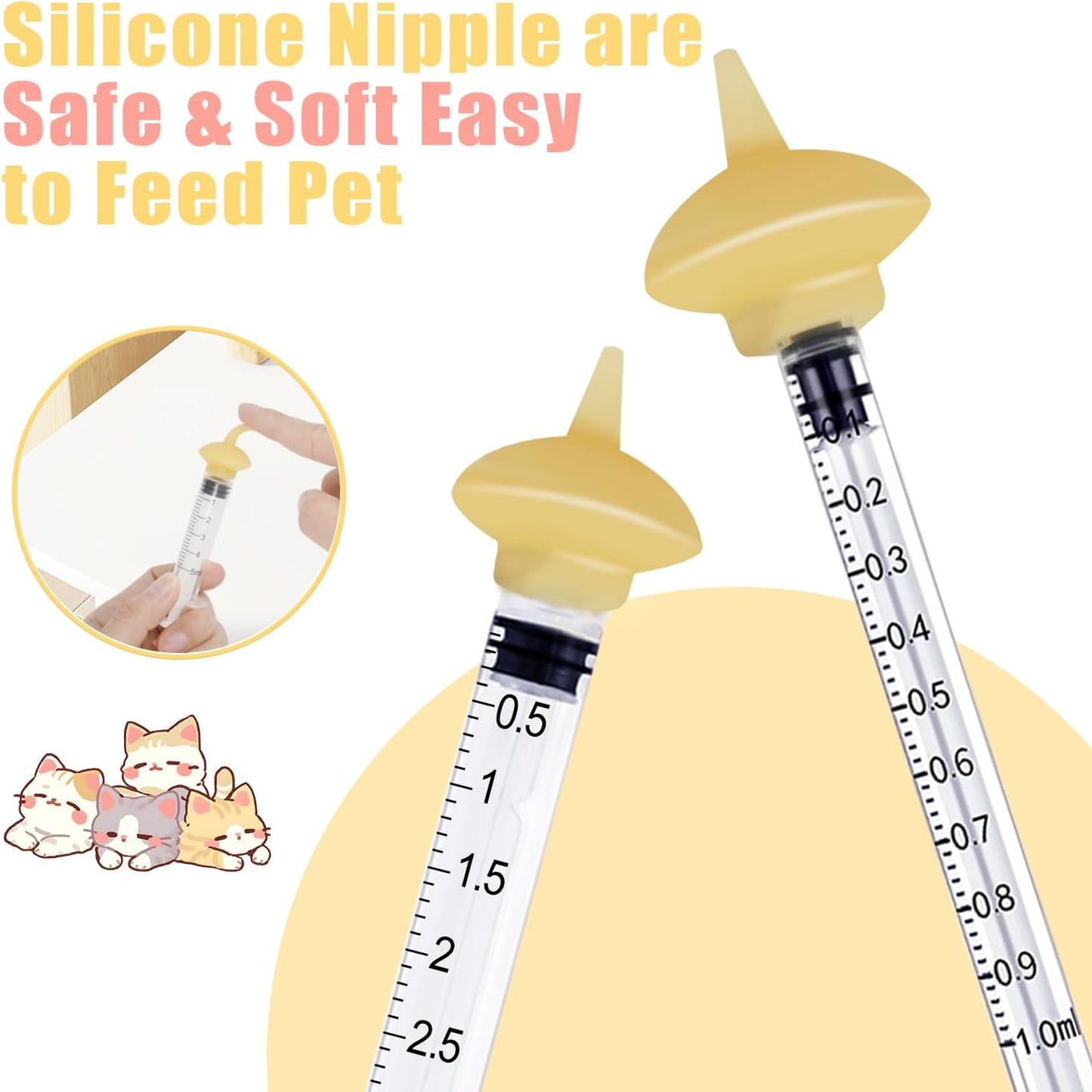 Pet Feeding Bottle and Syringes with Nipples for Small Cat Dog Animals (Model 1)