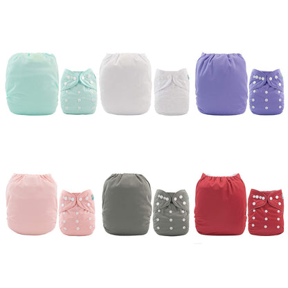 ALVABABY Baby Cloth Diapers 6 Pack with 12 Inserts Cloth Diaper Covers Adjustable Washable Reusable for Baby Girls and Boys