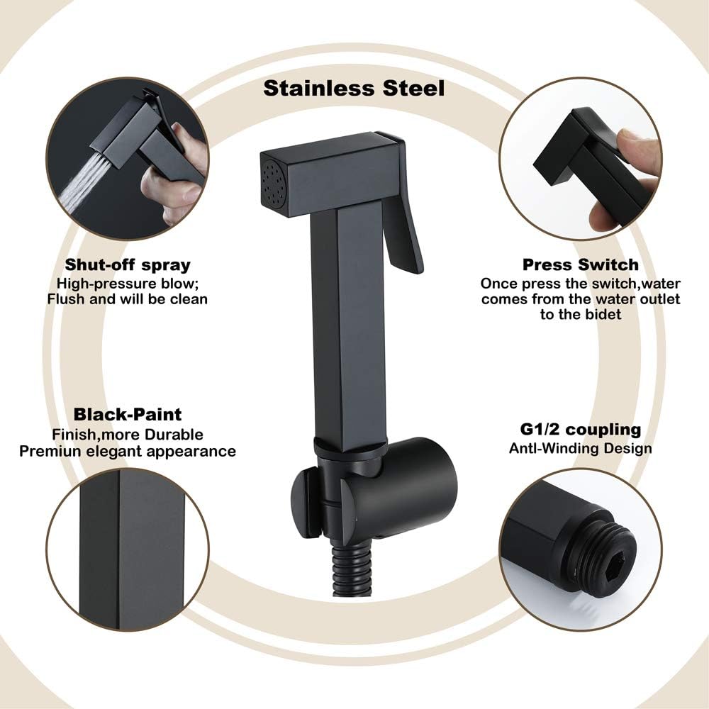 Handheld ToiletSprayer Square Portable Brass Shower Sprayer Head Suit for Bathroom Cloth Diaper Pet Cleaning,A(B)