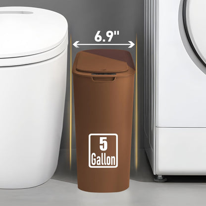 TIPGO 5 Gallon Motion Senor Bathroom Trash Can with Lid, Automatic Garbage Can Touchless, Smart Plastic Waste Basket for Narrow Spaces, Bathroom, Office, Bedroom, Living Room (White)
