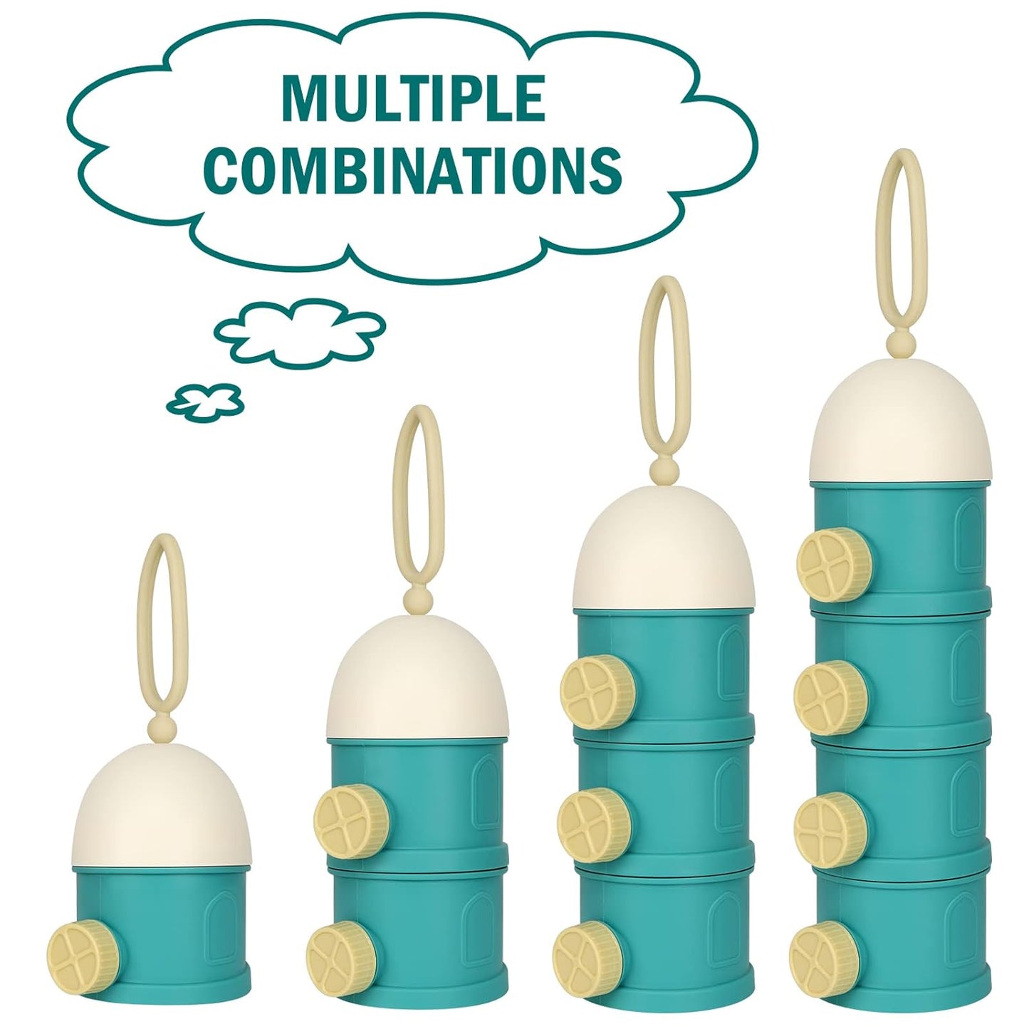 Accmor Formula Dispenser On The Go, 4 Layers Stackable Formula Container to Go, Non-Spill Portable Milk Powder Baby & Kids Snack Container, Pink