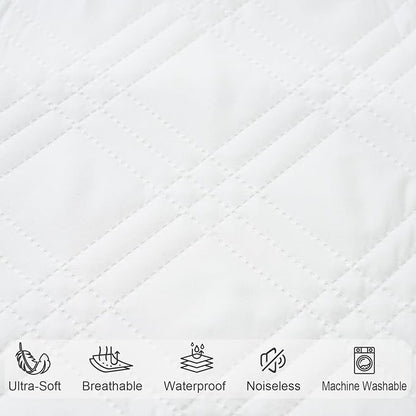 david's kids 2 Pack Waterproof Crib Mattress Protector, Fit Standard Crib and Toddler Mattresses, Ultra Soft and Breathable for Boys Girls Neutral, White Checker
