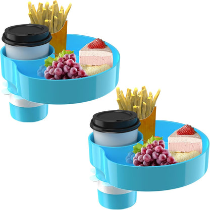 [2 Packs] Kids Car Seat Tray, Travel Tray with Cup Holder for Toddler Baby, Kids Car Seat Food Snack Organizer for Road Trip, Stroller snack Organizer Travel Must Haves Toddler Must Haves (Black)