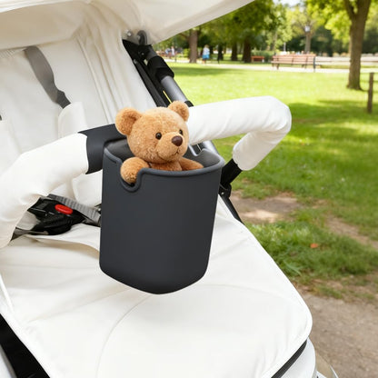 Stroller Cup Holder, 2 Pack Silicone Portable Cup Holder Storage Organizer for Strollers, Treadmills, Wheelchairs, Golf Cart, Picnic, Park, Garden and Travel (Black)
