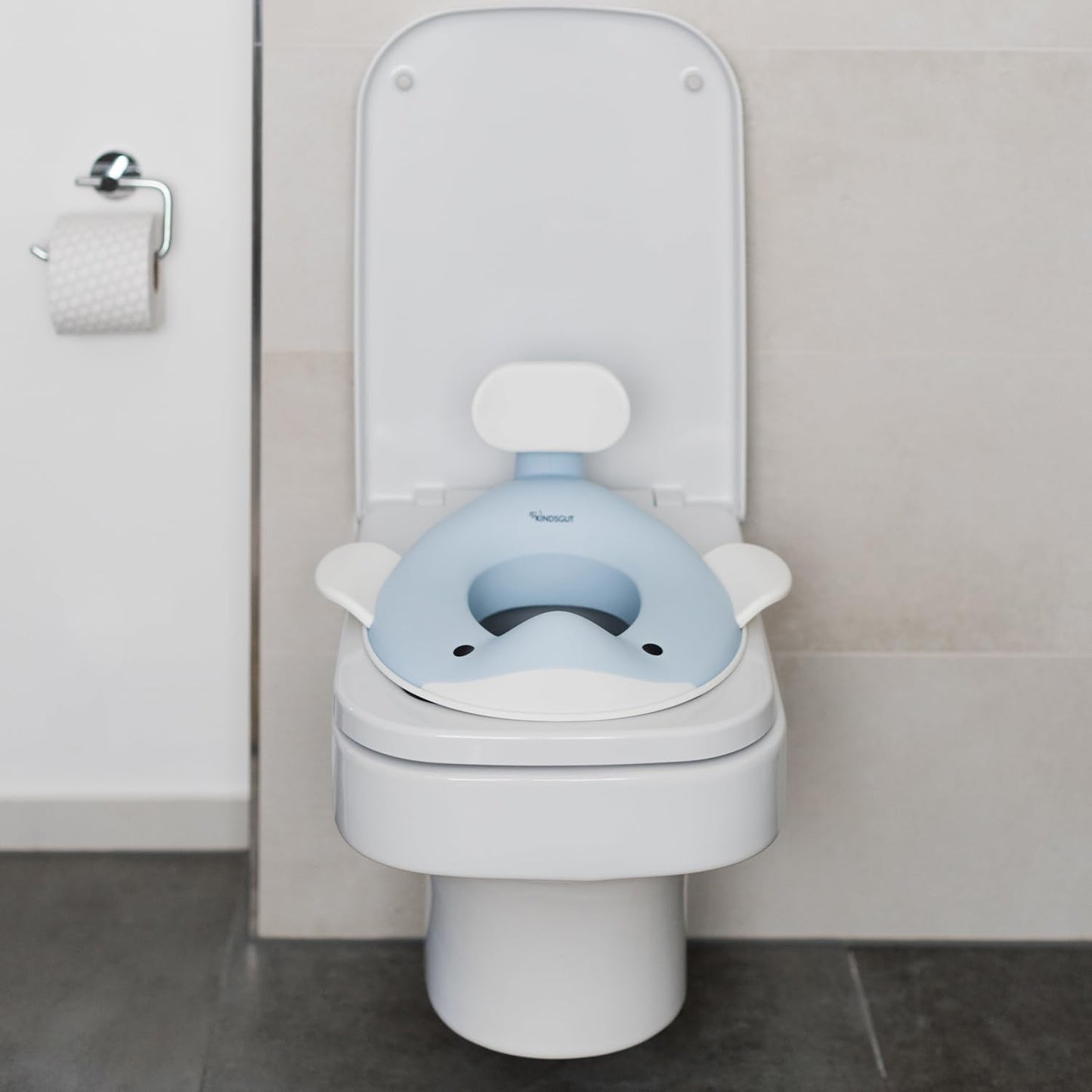 Kindsgut Whale Potty Training Seat for Toddlers – Kids Toilet Seat with Backrest, Non-Slip, Fits Round & Oval Toilet Seats, Designed in Germany, Peach