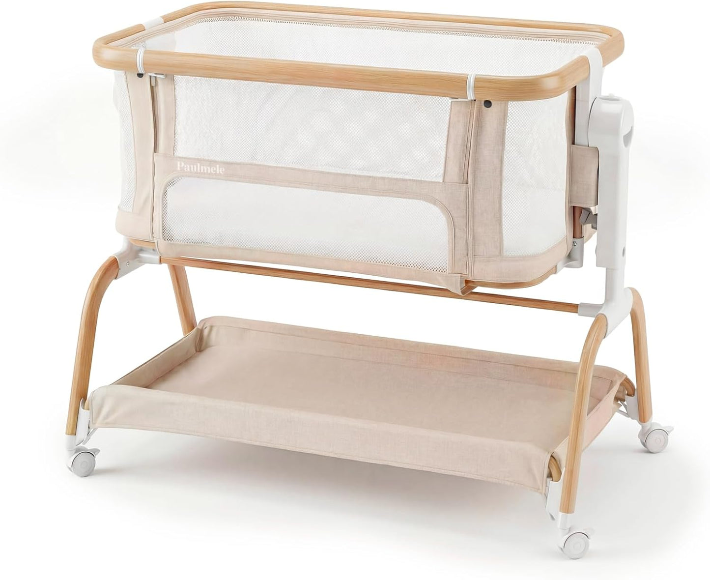 3 in 1 Baby Bassinet,Rocking Bassinets Bedside Sleeper with 6 Adjustable Heights,Breathable Full-Mesh,Comfortable Mattress & Lockable Wheels,Stable Rolling Portable Crib for Newborns(Gray) | Breathable Full Mesh, V-Shaped Structure