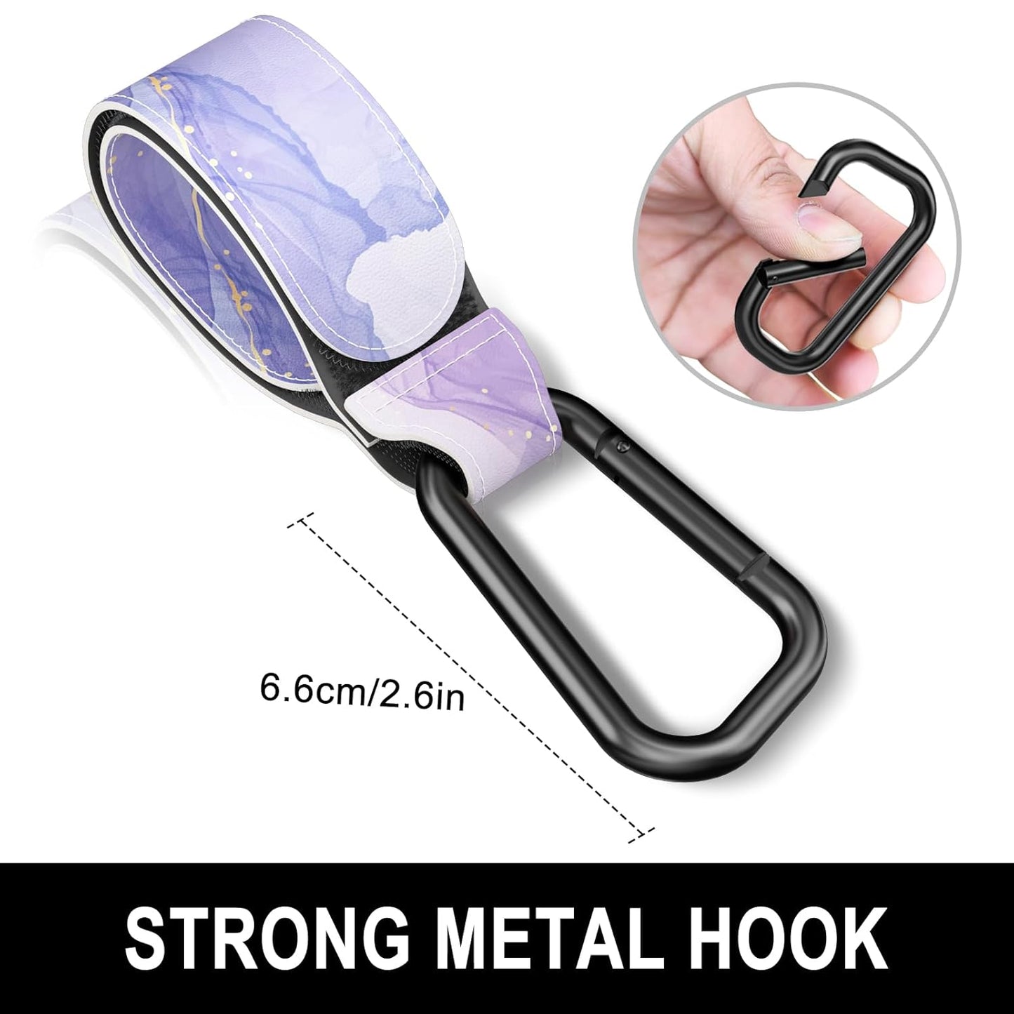 Baby Stroller Hooks for Hanging Bags, Universal Stroller Clips Accessories, Mommy Hook for Diaper Bag, Shopping Cart, Purse, Backpack - 2 Pack, Abstract Leaf