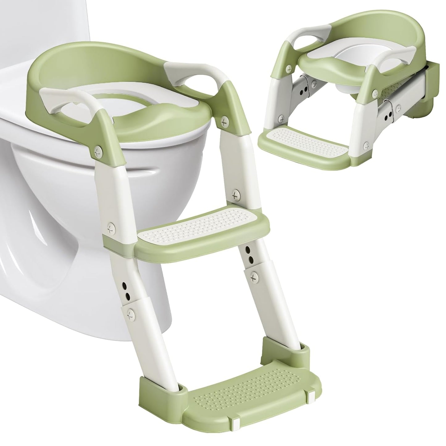 3-in-1 Potty Training Seat with Ladder Toddler Toilet Ladder Kid’s Toilet Chair for Little Boys Girls, with Urinals, Toddler Anti-Slip Step Stool Ladder and Splash Guard - Grey