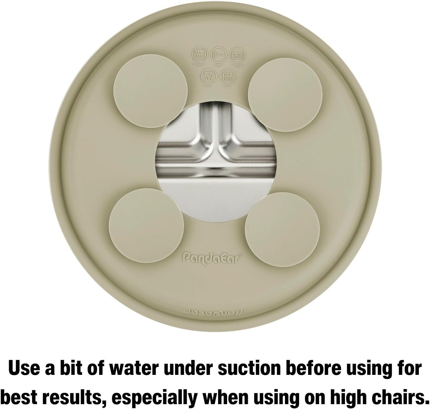 PandaEar 2 Pack Stainless Steel Baby Suction Plates & 2 Pack Spoons and Forks Set, Toddler Utensils Baby Feeding Set, Divided Plates for Baby Led Weaning Supplies, BPA-Free (Tan/Walnut)