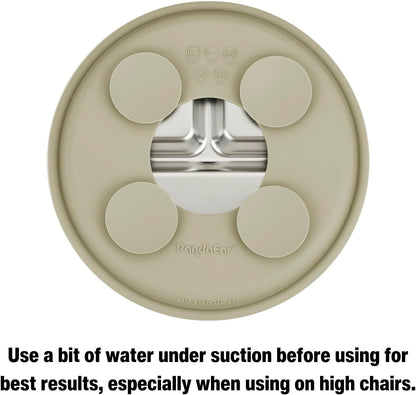 PandaEar 2 Pack Stainless Steel Baby Suction Plates & 2 Pack Spoons and Forks Set, Toddler Utensils Baby Feeding Set, Divided Plates for Baby Led Weaning Supplies, BPA-Free (Tan/Walnut)