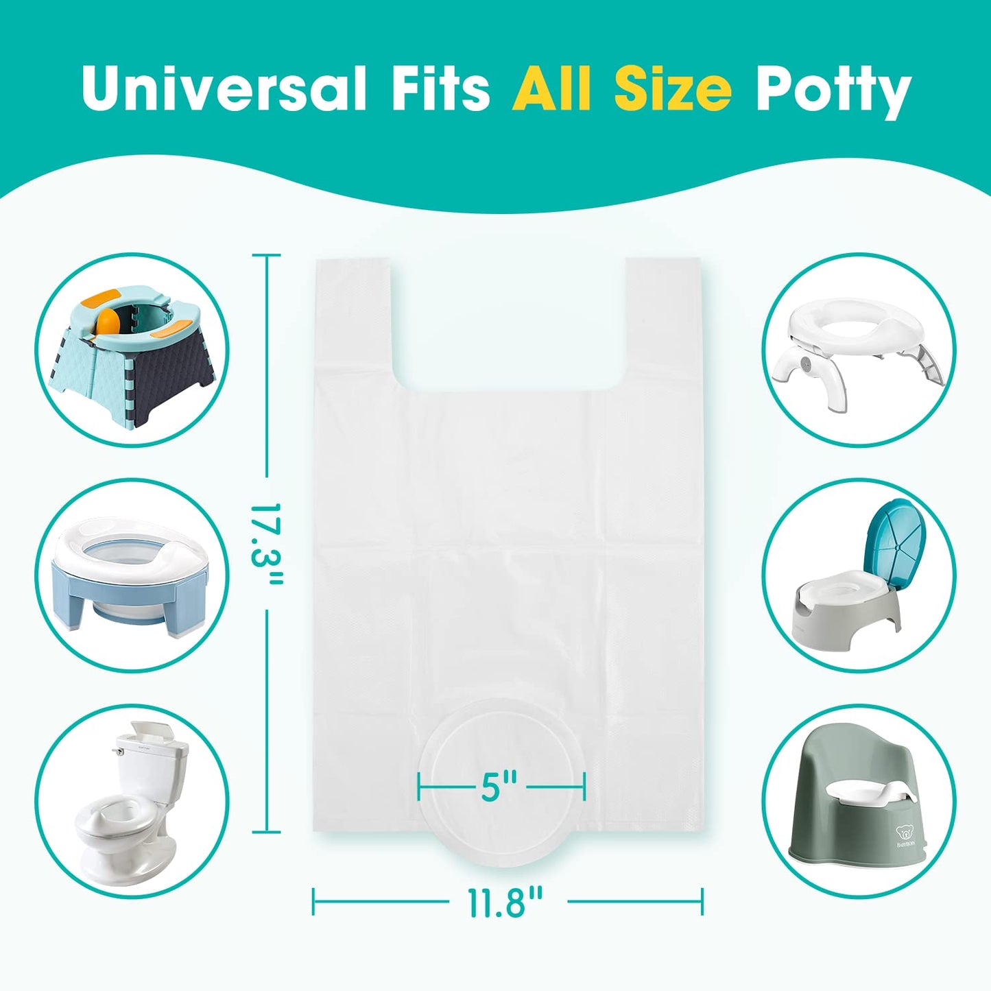 [30 Counts] Disposable Potty Liners Compatible with OXO Tot 2-in-1 Go Potty, Potty Refill Bags for Toddler Travel, Universal Potty Bags Fit Most Potty Chairs and Travel Potty