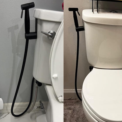 Handheld Toilet Bidet Sprayer for Toilet Stainless Steel Bathroom Bidet Sprayer Set Jet Sprayer Bidet Spray Hoses Kit Cloth Diaper Spray for Baby and Feminine Wash - Black (Silver)
