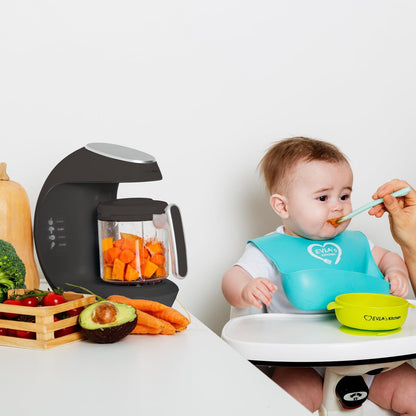 Replacement Stirring Cup & Blade with Steaming Basket for EVLA'S Baby Food Maker - Gray