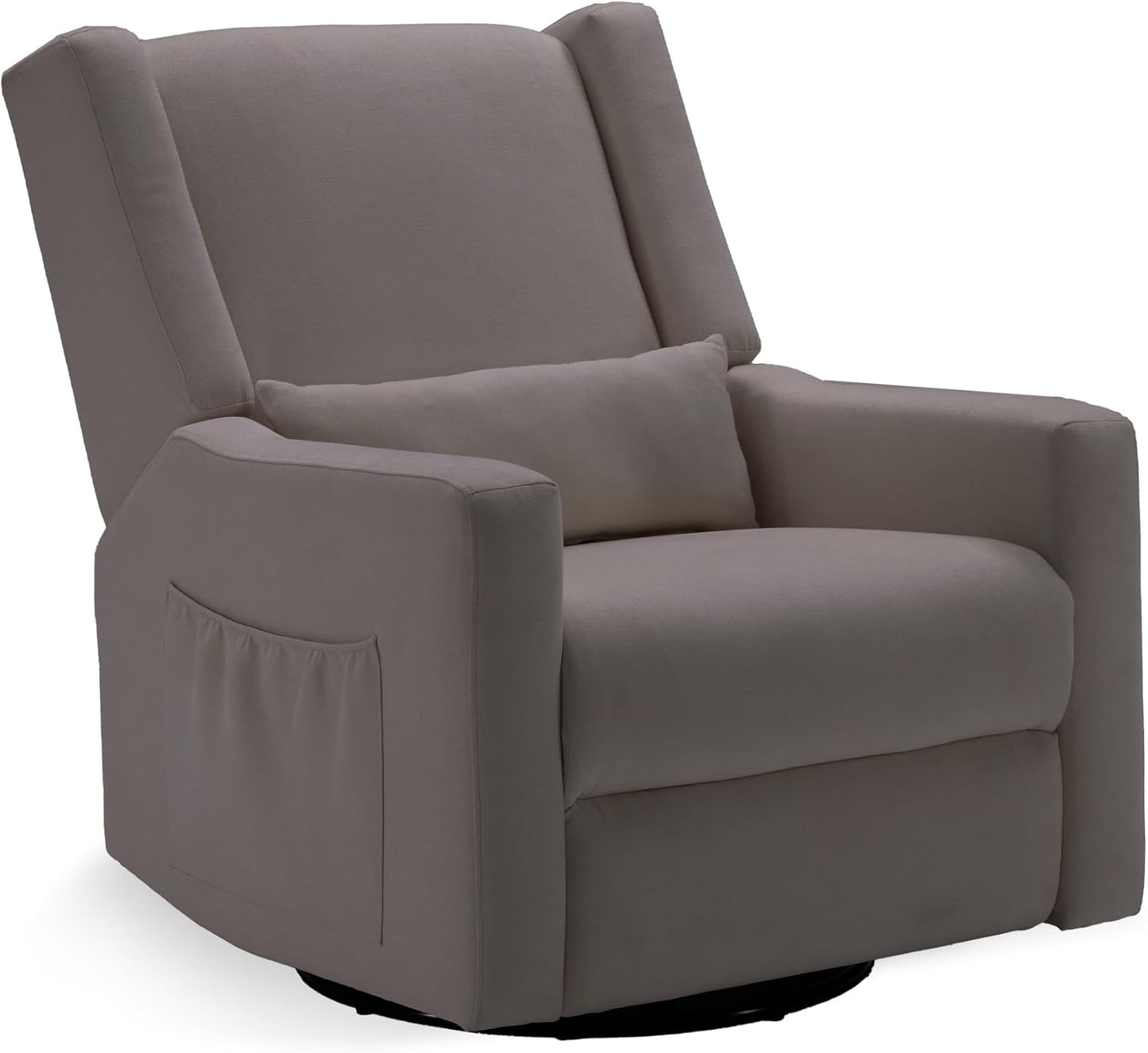 Tbfit Nursery Rocking Chair,360°Swivel Recliner Chair with Lumbar Support for Bedroom, Comfy Upholstered Armchair with Pillows & Footrest for Living Room & Baby Room