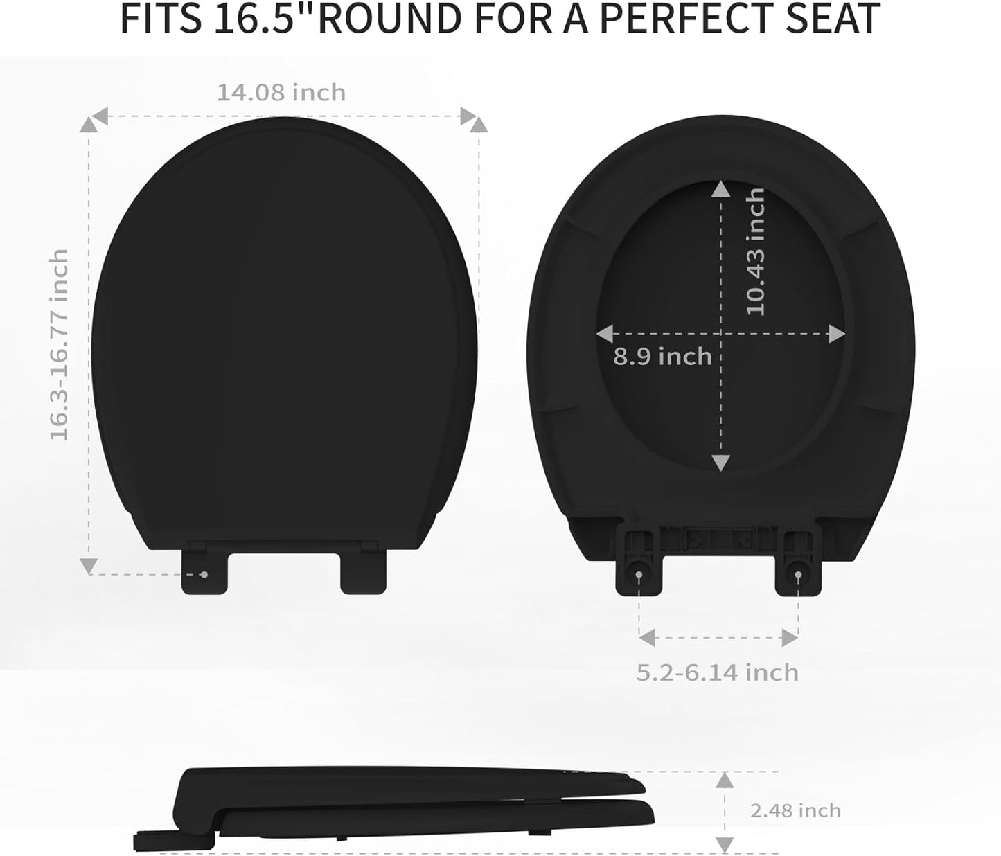 Potty Training Toilet Seat, 16.5" Round White Seat with Built-In Toddler Function, Design for Both Child and Adult,with Detachable Seat Stable .Safe PP Material,Slow Close,Magnets- Round,Easy Install