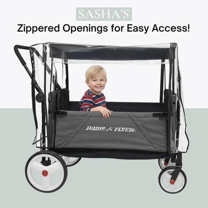 SASHA'S Rain Cover for All Radio Flyer Stroller Wagon Models – Clear, Maximum Coverage, (Stroller Wagon Not Included)