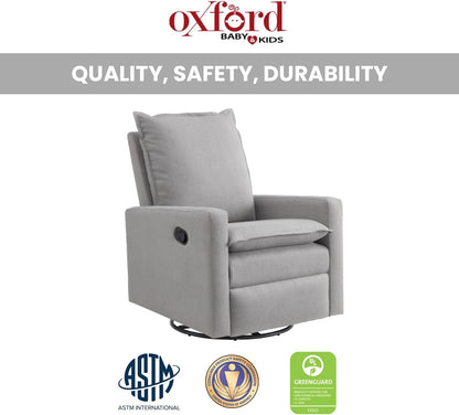 Oxford Baby Uptown Upholstered Glider Recliner Rocking Chair 360° Swivel for Nursery and Living Room - Boucle White