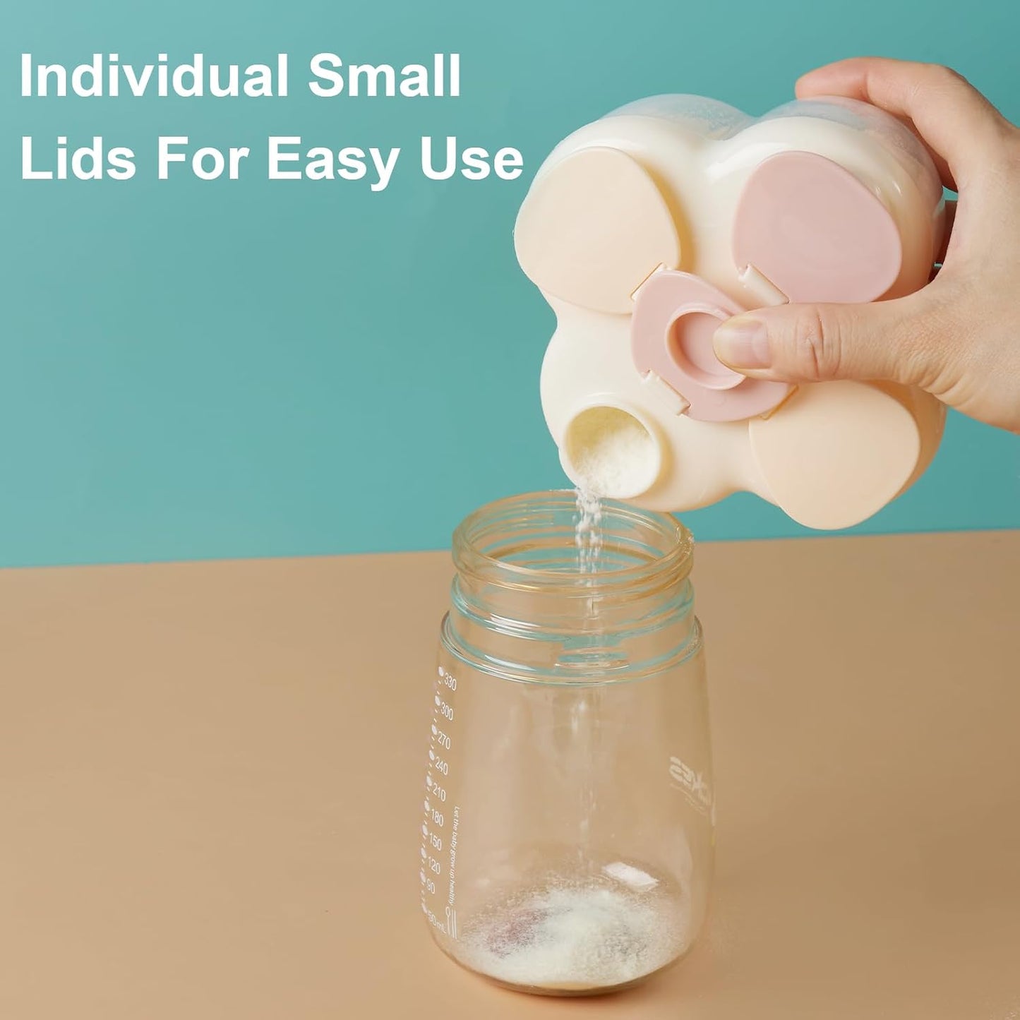 Formula Dispenser No-Spill with Four Compartment, Infant Milk Powder Dispenser Portable On The Go, Kids Snack Formula Containers for Travel Hold Outdoor, Violet