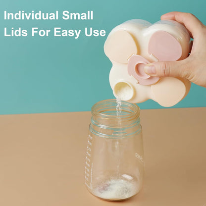 Formula Dispenser No-Spill with Four Compartment, Infant Milk Powder Dispenser Portable On The Go, Kids Snack Formula Containers for Travel Hold Outdoor, Violet