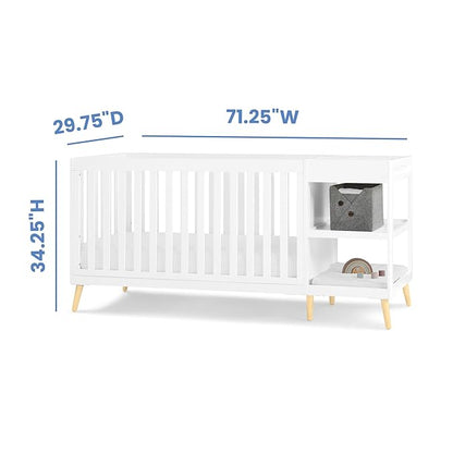 Delta Children Essex 4-in-1 Convertible Crib and Changer, Bianca White w/Natural