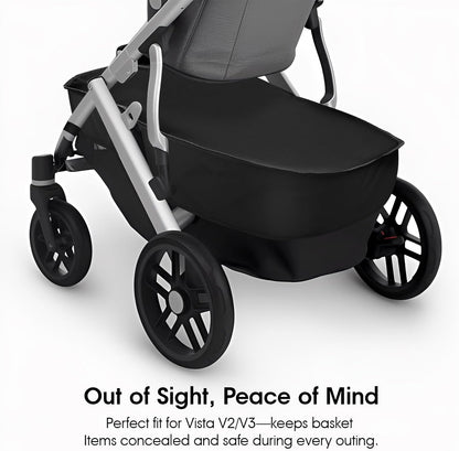 Stroller Basket Cover for UPPAbaby Vista V2 & V3 Accessories – Water-Resistant Storage Protector, Conceals Items, Easy Clip-On Access