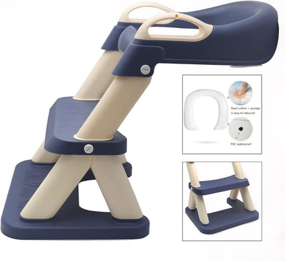 HTTMT- Giraffe Potty Training Toilet Ladder Seat With Upgraded Cushion Step Stool Ladder Toilet Chair/Toilet Trainer for Baby Toddler Kids Children In Pink [P/N: ET-BABY001-PINK STEP]