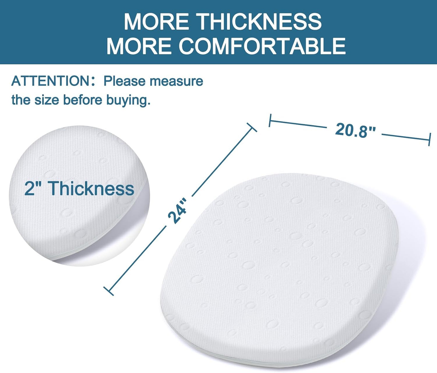 Baby Bassinet Mattress Pad, 41" x 29" x 2" Dual Sided Gel Memory Foam Mattress with Breathable Removable Soft Cover Fit for 4moms Breeze Plus Portable Playard