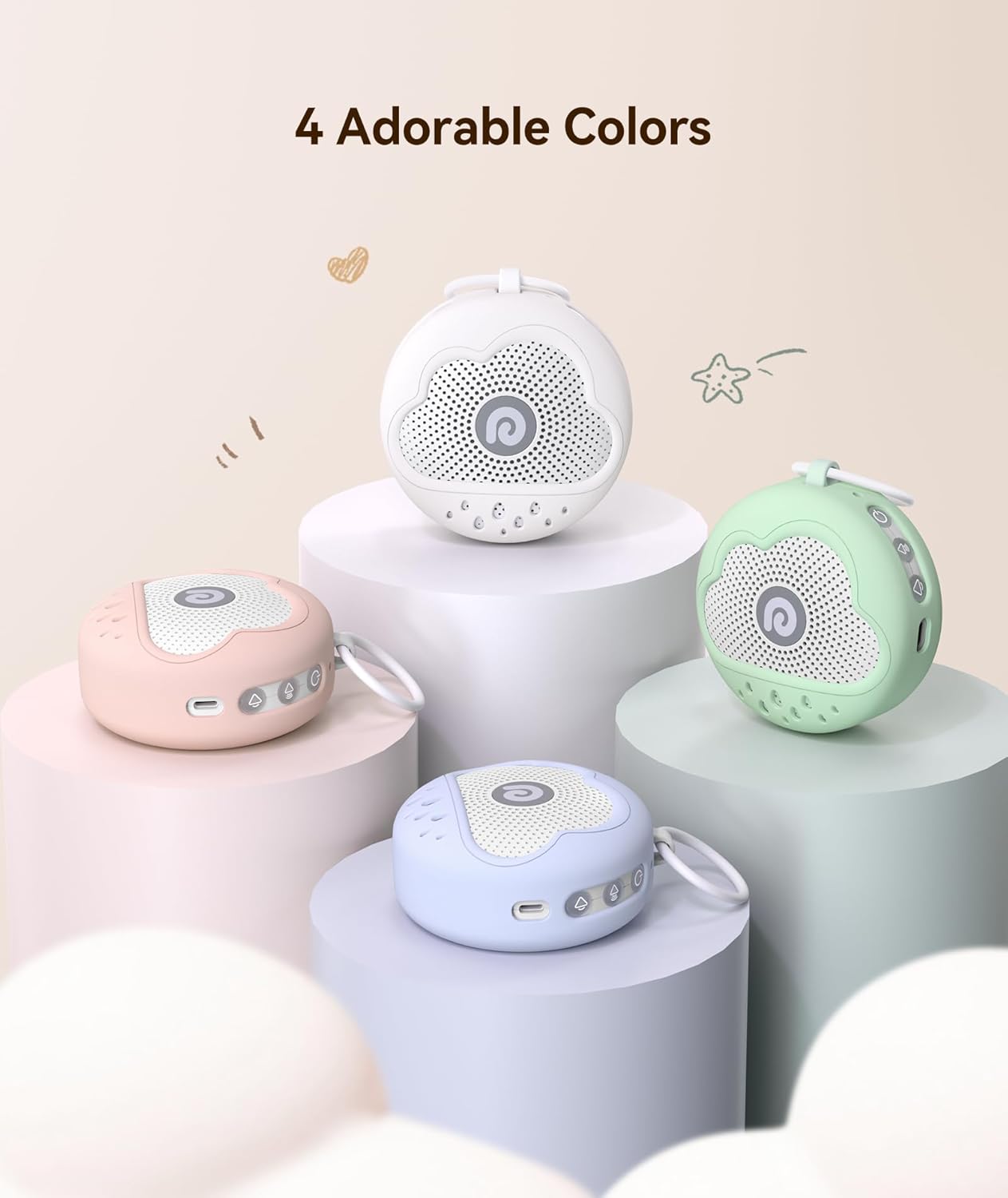 Dreamegg White Noise Machine - Portable Sound Machine Baby with Safe Silicone Cover, Features Powerful Battery, 21 Soothing Sound, Noise Canceling for Sleeping, Baby Registry Gift, Nursery(Blue)