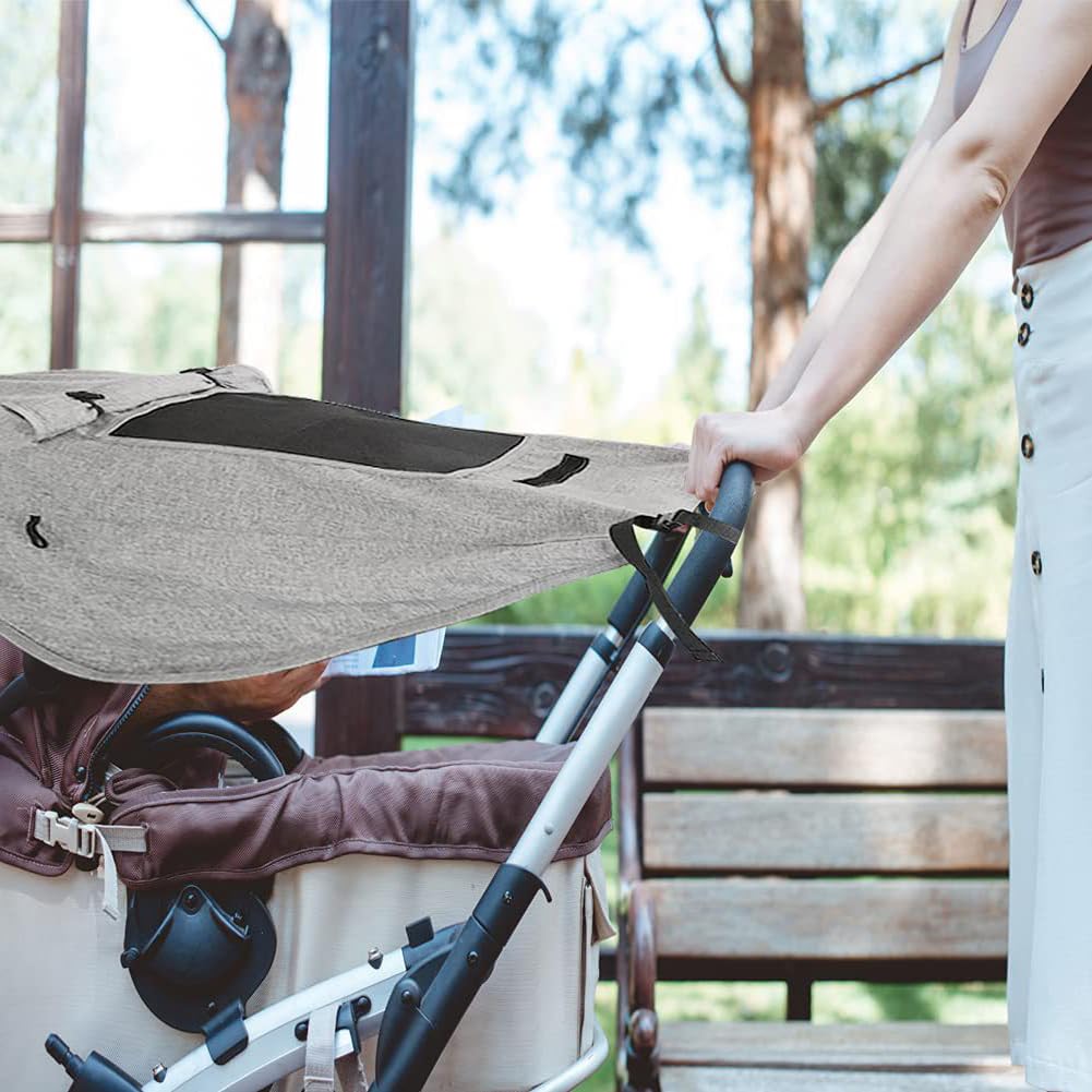 Universal Stroller Sun Shade UV Sun Protection Shade Blackout Cover Waterproof Baby Stroller Cover UPF50+ Pushchair Shield Canopy with Viewing Window Detachable Rain Sunshade Canopy Shield Pram Buggy