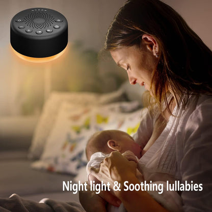 Sound Machine Easysleep White Noise Machine with 25 Soothing Sounds and Night Lights with Memory Function 32 Levels of Volume and 5 Sleep Timer Powered by AC or USB for Sleeping Relaxation (White)