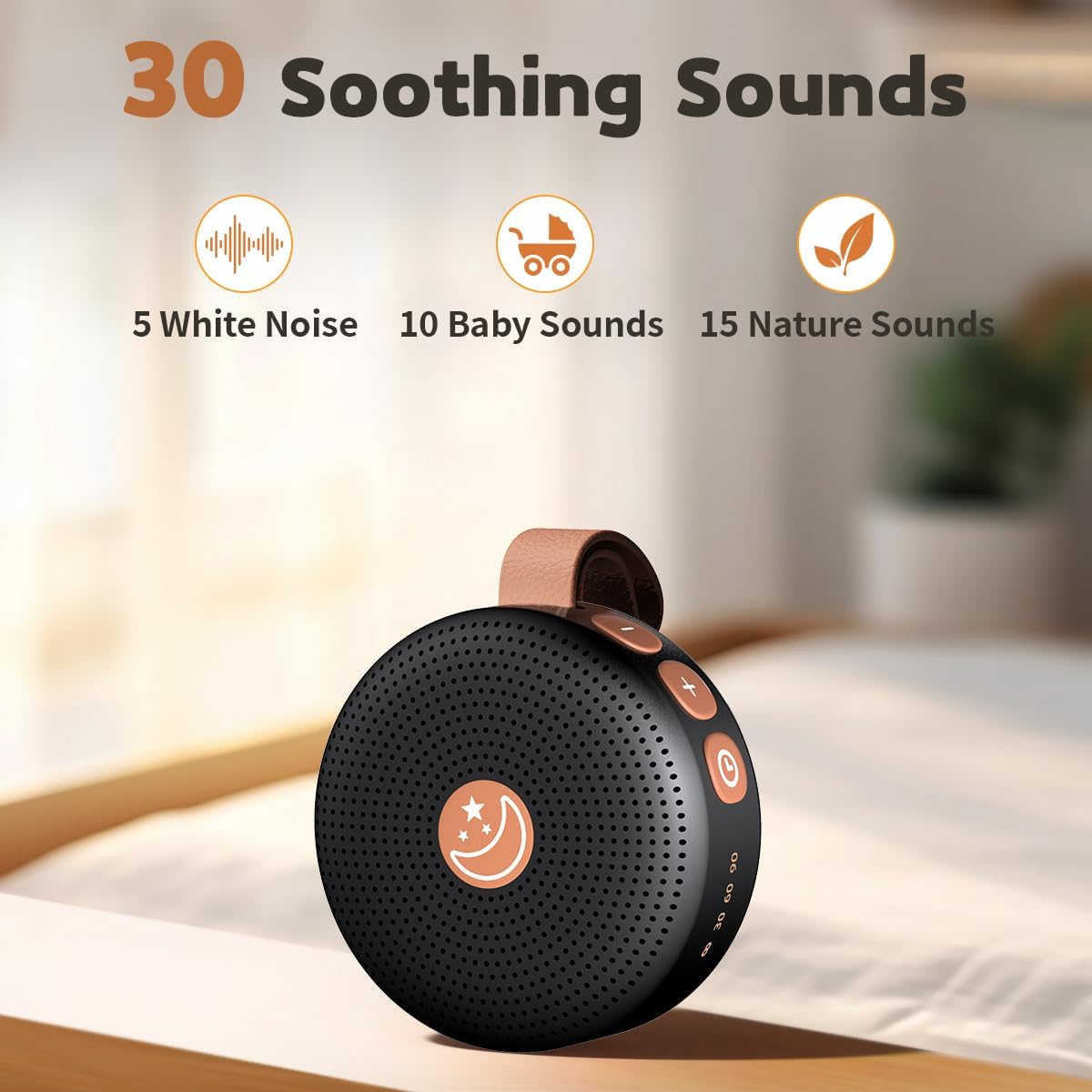 Battery Sound Machine Mini White Noise Machine Baby Shushing Portable Brown Noise Machine 30 Soothing Sounds for Kids Adults Dogs Auto-Off Timer 32 Volume Levels Sleep Machine for Home Office Privacy