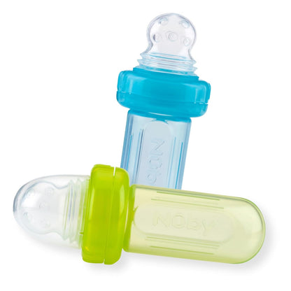 Nuby EZ Squee-Z Silicone Self Feeding Baby Food Dispenser, 1 Count (Pack of 1) - Aqua/Pink/Green, Colors May Vary