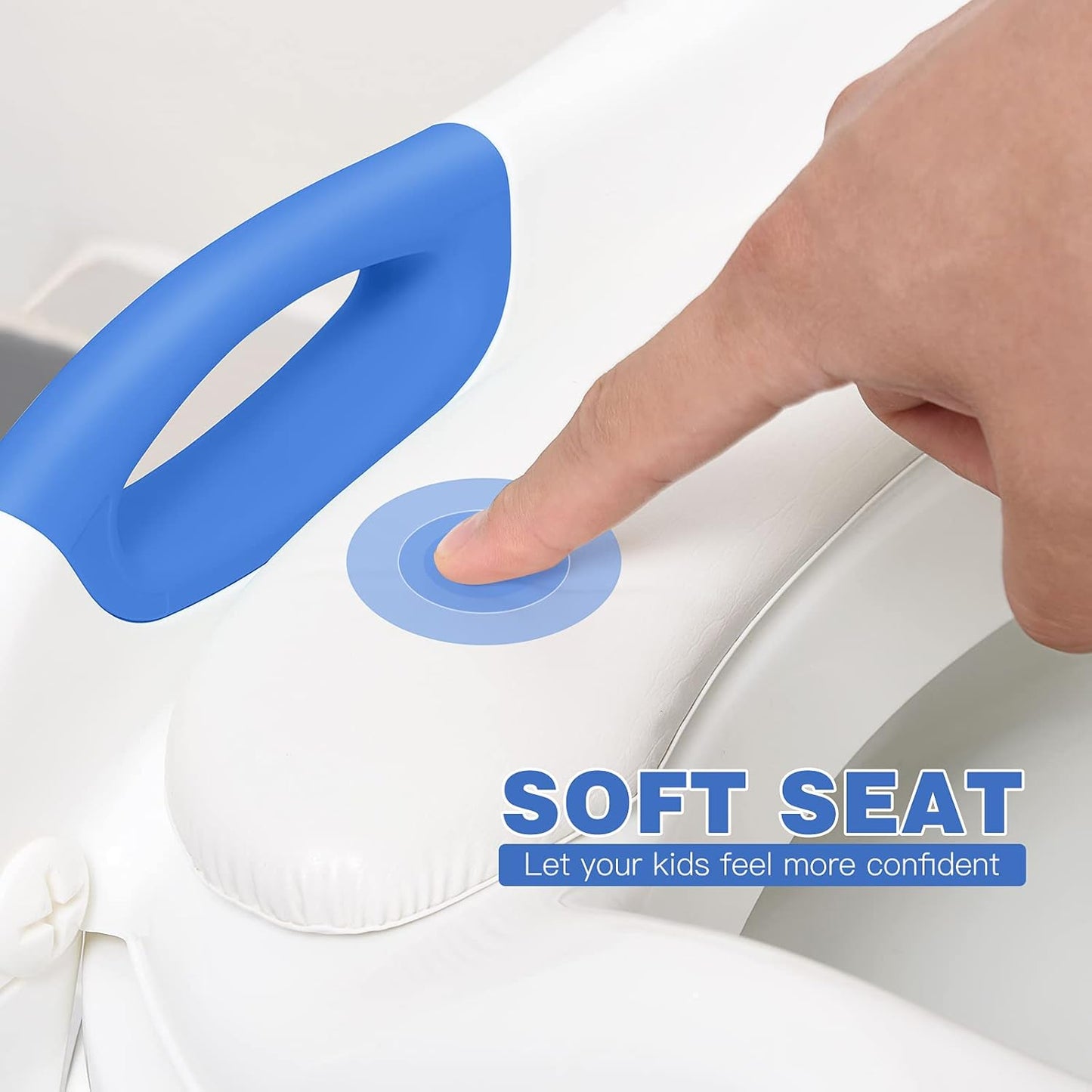 Potty Training Seat, SKYROKU Upgrade Toddler Toilet Seat for Kids Boys Girls, 2 in 1 Potty Training Toilet, Splash Guard Anti-Slip Pad Step Stool,New Sector-Shape Stabilized Base (8899+Grey)