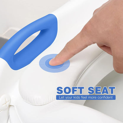 Potty Training Seat, SKYROKU Upgrade Toddler Toilet Seat for Kids Boys Girls, 2 in 1 Potty Training Toilet, Splash Guard Anti-Slip Pad Step Stool,New Sector-Shape Stabilized Base (8899+Grey)