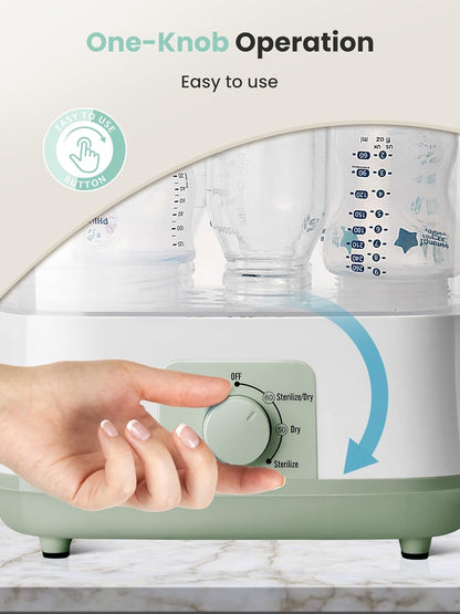 Grownsy Adjustable 4 in 1 Large Bottle Sterilizer and Dryer, 8 Bottles Capacity,Electric Steam Baby Bottle Sterilizer, Sanitizer for Baby Bottles & Pacifiers, Breast Pump Parts