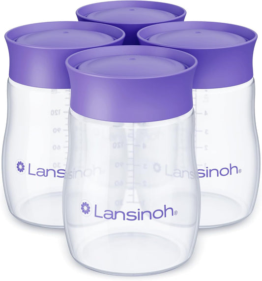 Lansinoh Breastmilk Storage Bottles | 4-Pack 5oz BPA & BPS-Free | Pump-to-Storage Feeding Bottles | Compatible with Lansinoh Breast Pumps and Nipples