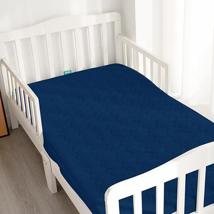 Biloban Crib Mattress Protector Pad Waterproof, Toddler Waterproof Crib Mattress Cover, Machine Washable & Dryer Fit Baby Toddler Bed Mattress Protector (Standard Size 52” x 28”), Navy Blue