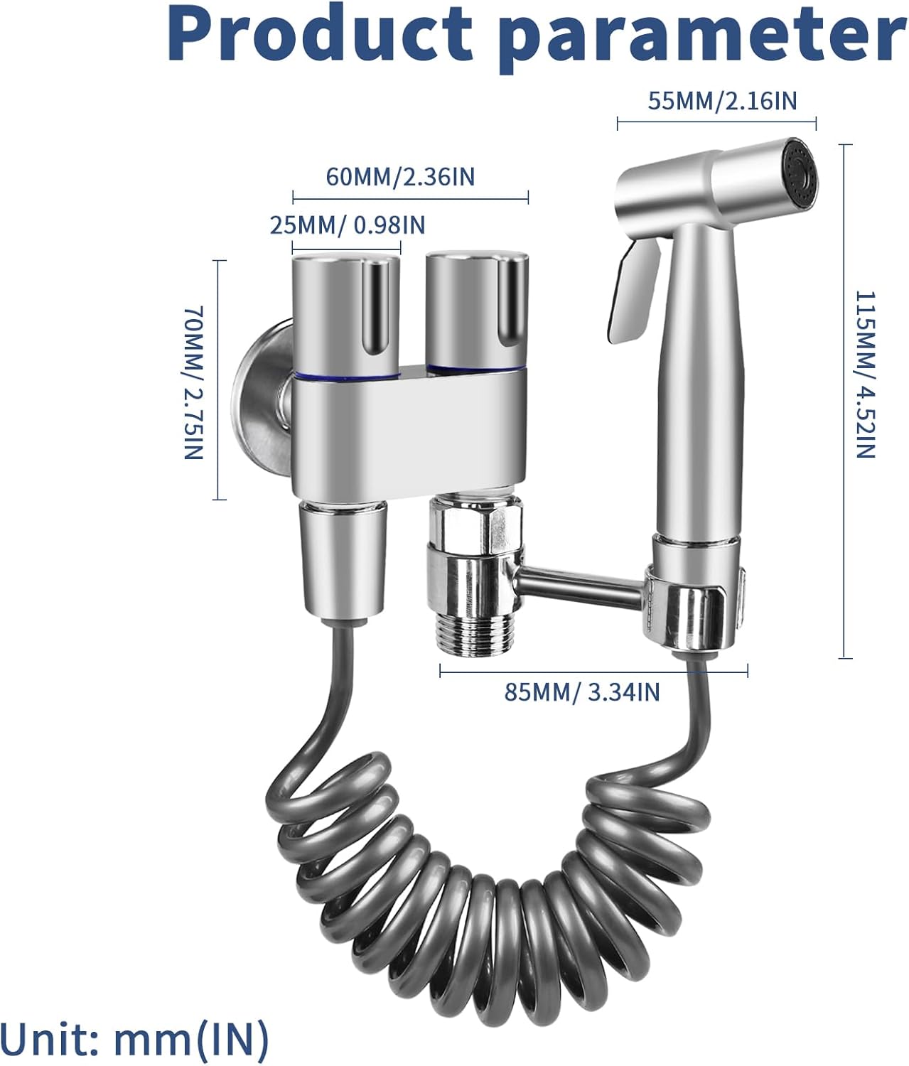 Neween Handheld Toilet Bidet Sprayer for Toilet-Adjustable Water Pressure Control with Bidet Hose for Feminine Wash, Stainless Steel Bidet Faucet Sprayer Kit Cloth Diaper for Baby Wash (Black)