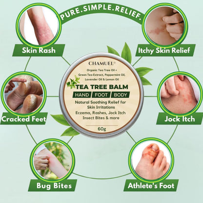 Tea Tree Oil Balm, Itchy Skin Relief for Soothing Rashes, Jock Itch, Athlete’s Foot, Folliculitis, Bug Bites. Natural Formula for Dry Sensitive Skin | Safe for All Ages 1pack